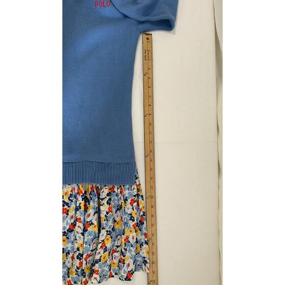 Polo Ralph Lauren Girls XL 16 Long Sleeve Blue Floral Sweater Dress - Picture 5 of 7
